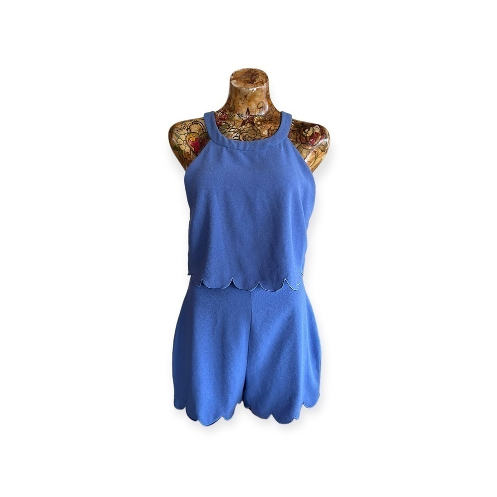 Soulmates romper shorts sleeveless blue medium